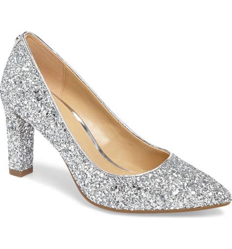 michael kors sparkly silver heels|michael kors stiletto heel pumps.